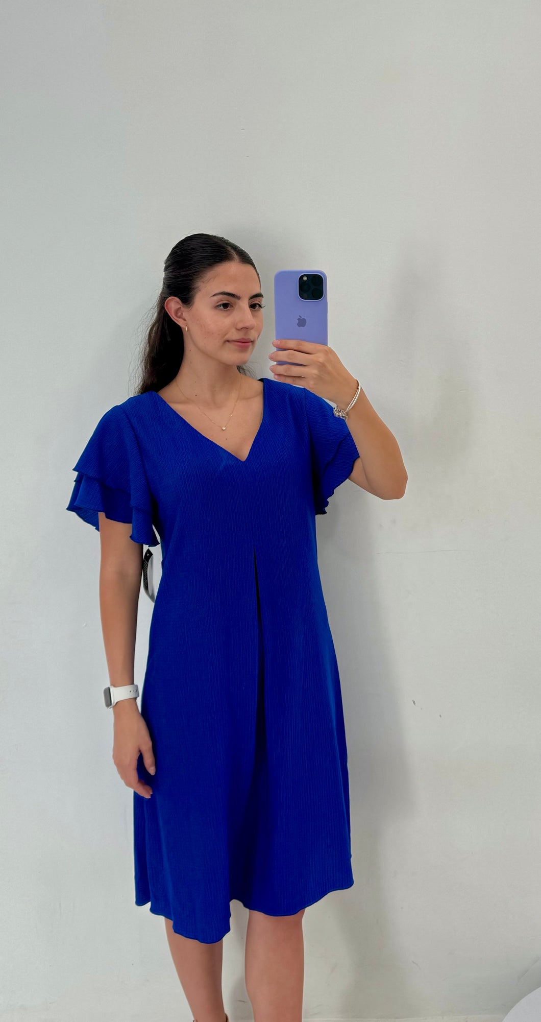 VESTIDO CORTO AZUL/NARANJA L35354