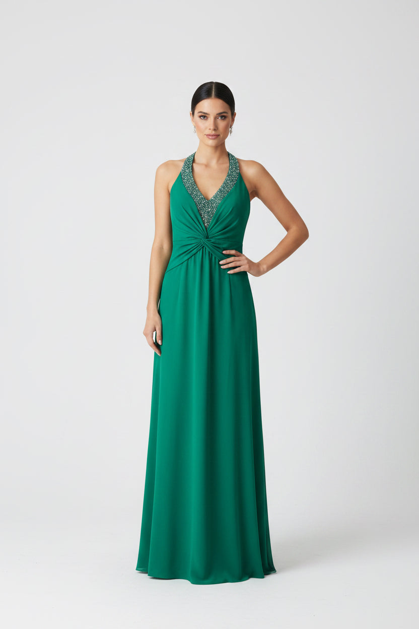 VESTIDO LARGO VERDE 8486