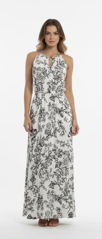 VESTIDO MIDI BLANCO ESTAMPADO L35727