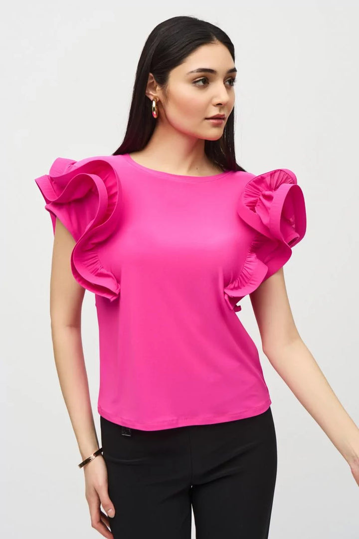 BLUSA BLANCA/ROSA/NARANJA MANGAS VOLANTE 242236