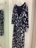 VESTIDO AZUL ESTAMPADO ESCOTE CRUZADO 8082