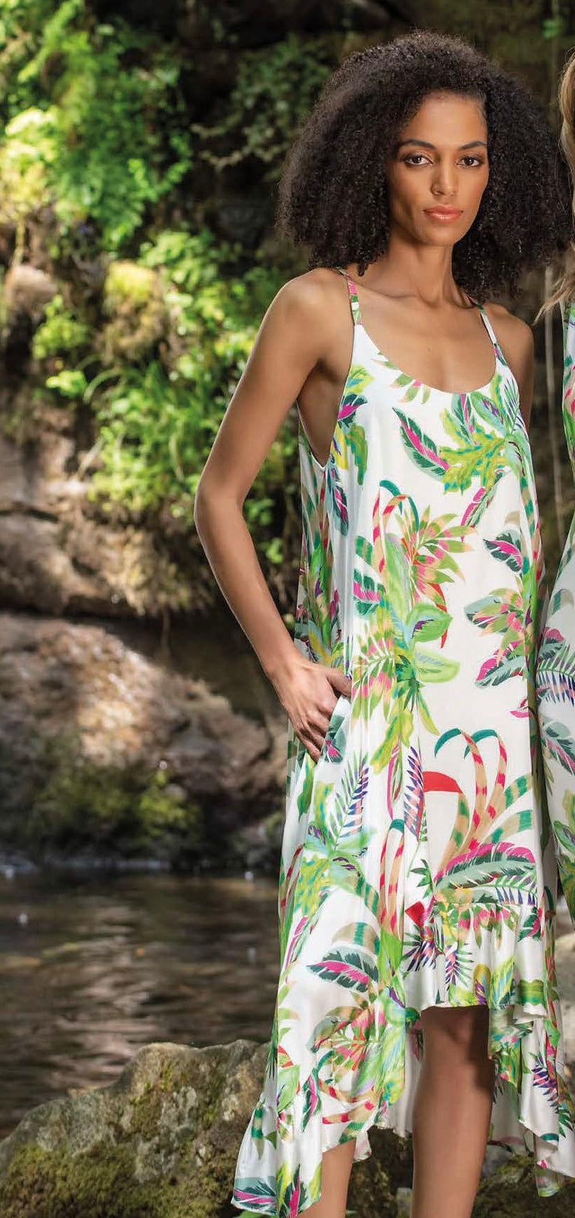 VESTIDO CORTO AZUL/VERDE ESTAMPADO 37180
