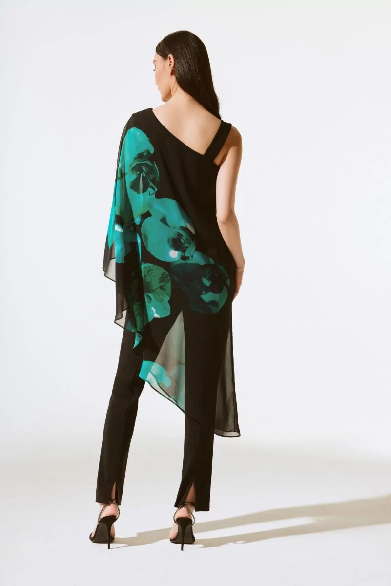 BLUSA NEGRA ESTAMPADA FLORES VERDES 243791