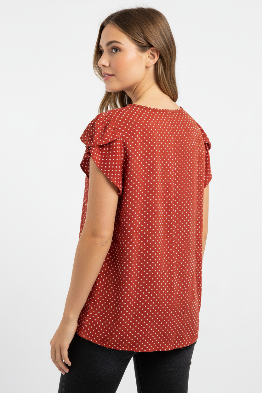 BLUSA NEGRA/ROJA/AZUL PRINT LUNARES L35749