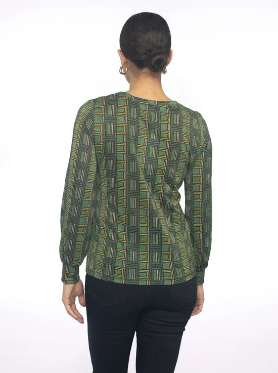 BLUSA VERDE ESTAMPADA 224025
