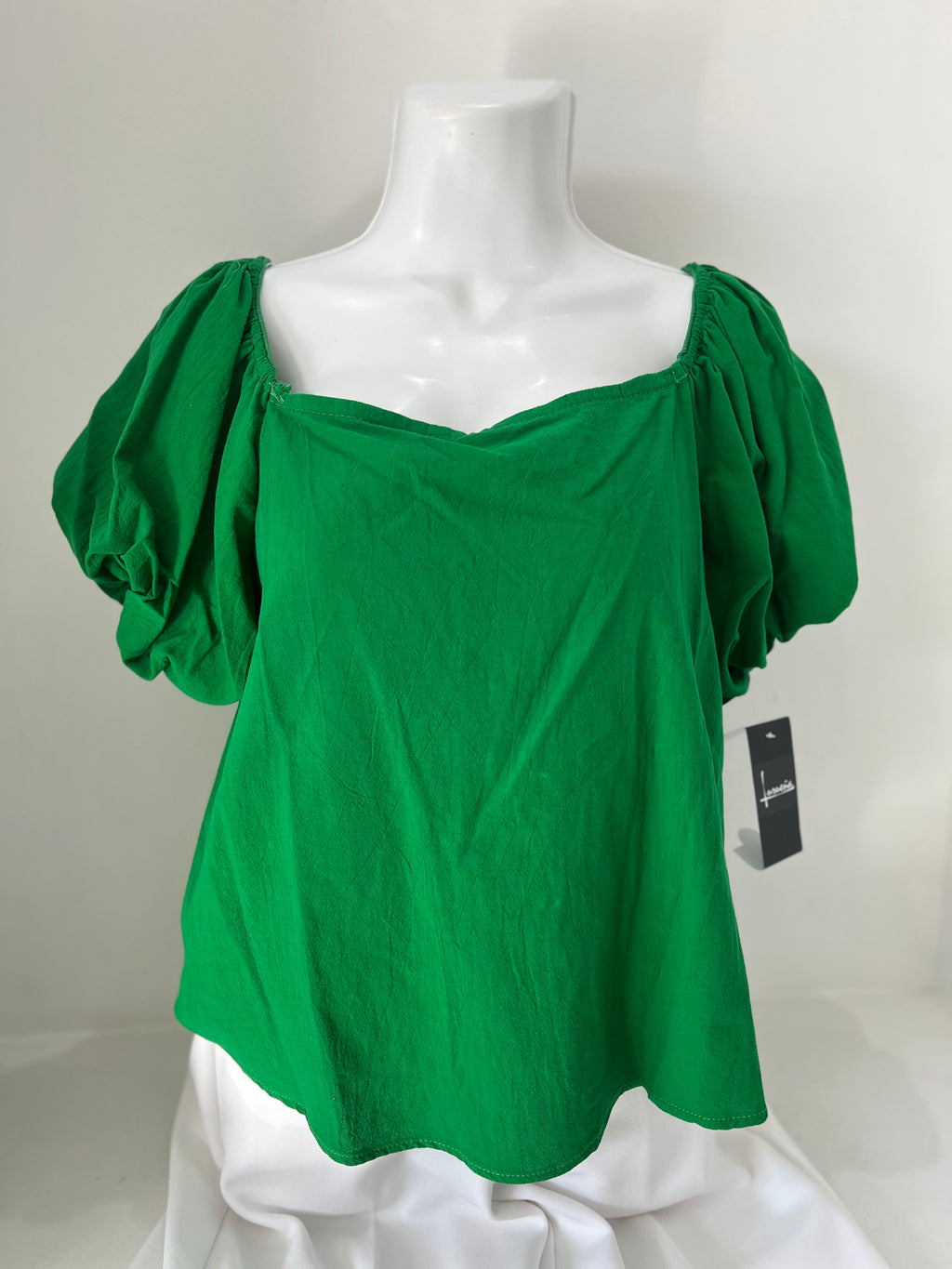 BLUSA VERDE/BEIGE MANGA BOMBACHA L35279