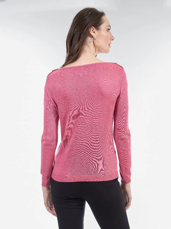 SUÉTER C/BOTON EN HOMBROS ROSA/AZUL 224990