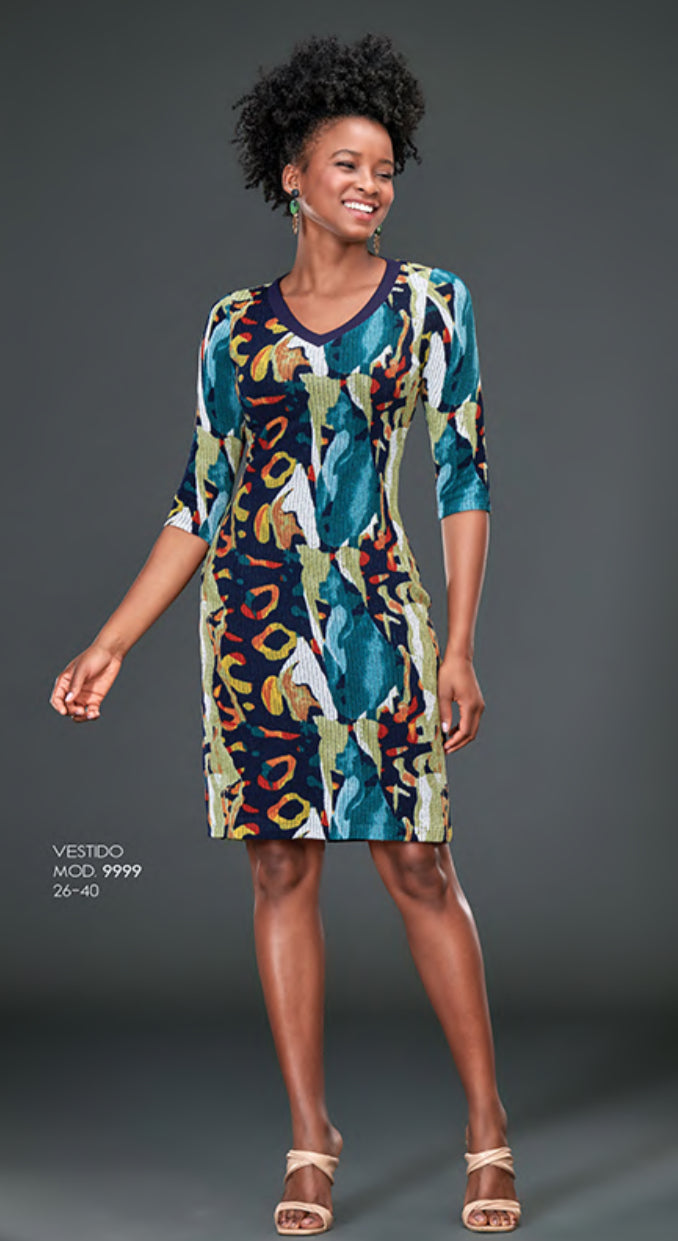 VESTIDO CORTO AZUL ESTAMPADO 9999