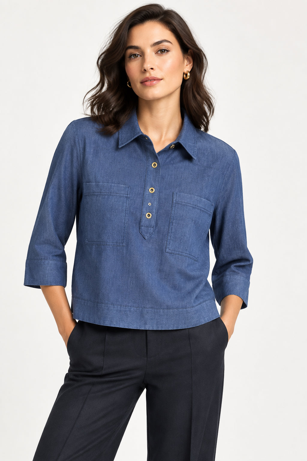 BLUSA AZUL MEZCLILLA 2802