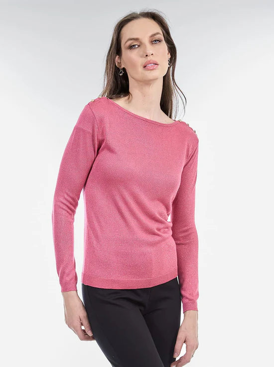 SUÉTER C/BOTON EN HOMBROS ROSA/AZUL 224990