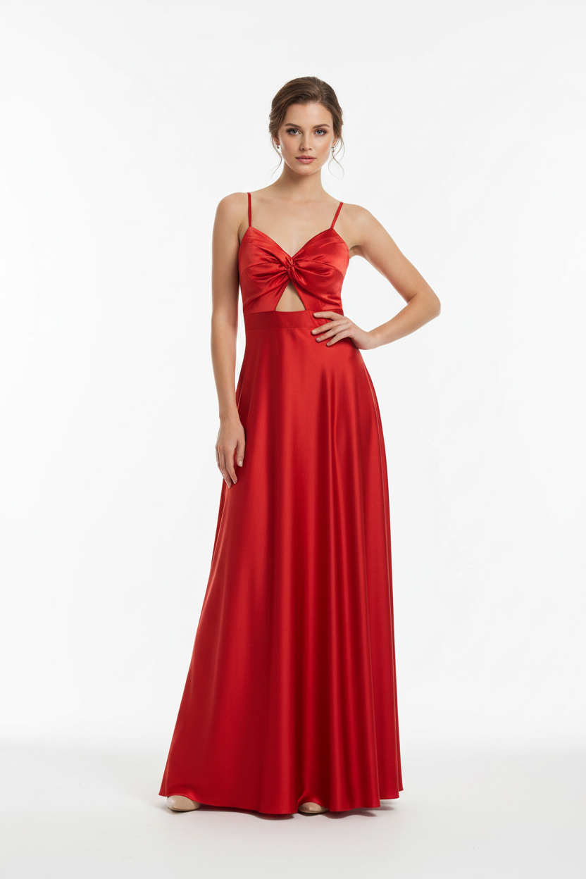 VESTIDO LARGO ROJO 57365