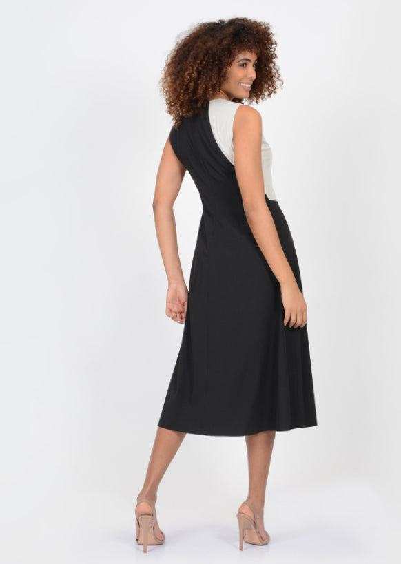 VESTIDO MIDI NEGRO BEIGE 9640