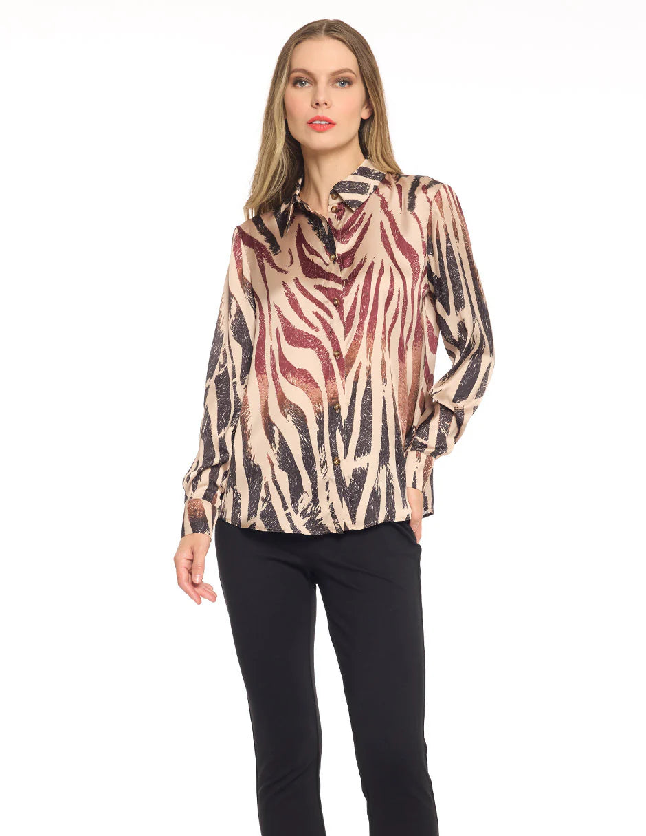 BLUSA BEIGE ESTAMPADA 225422