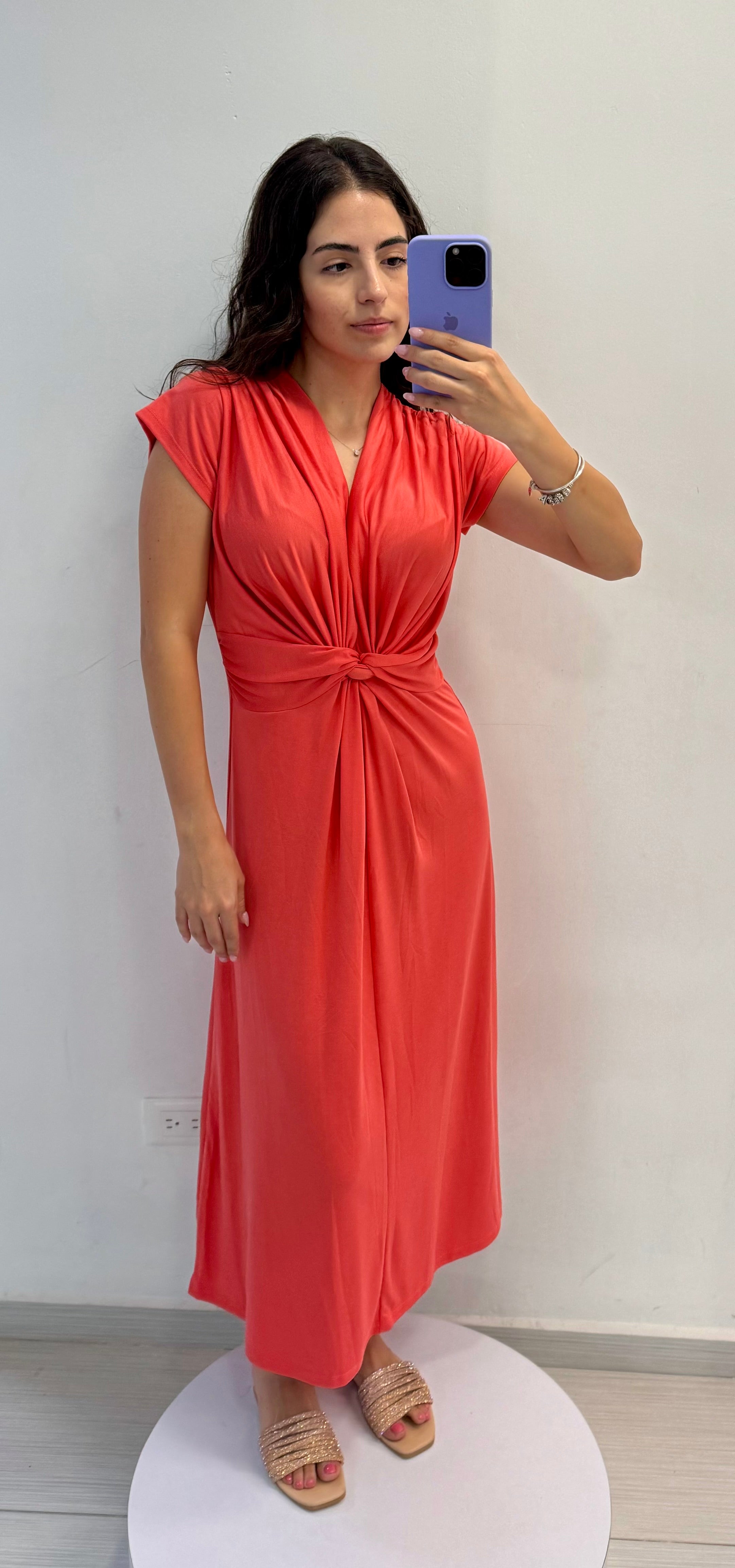 VESTIDO MIDI CORAL 124622