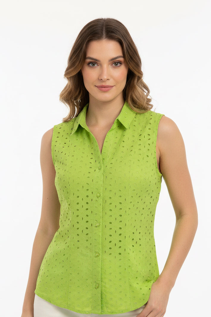 BLUSA VERDE LIMÓN Y NEGRO L35784