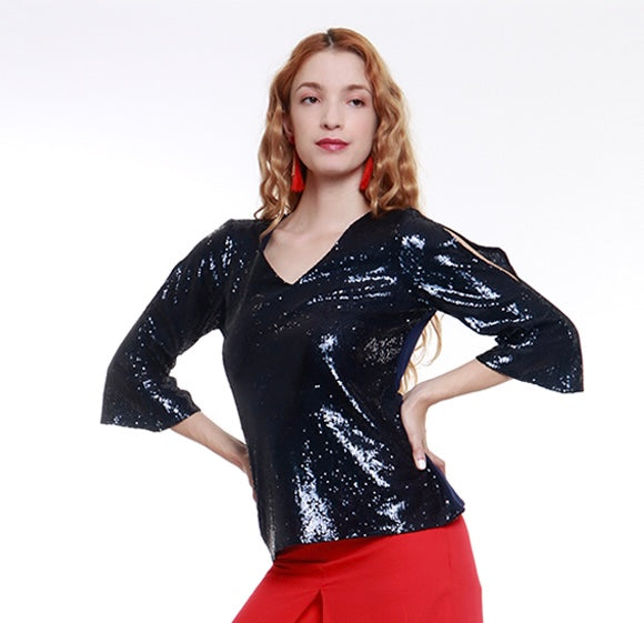 BLUSA AZUL LENTEJUELA 1104