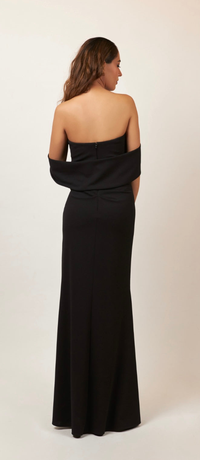 VESTIDO LARGO NEGRO/BUGAMBILIA/VERDE ESCOTE CORAZÓN 56689