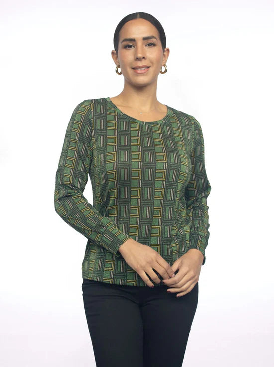 BLUSA VERDE ESTAMPADA 224025