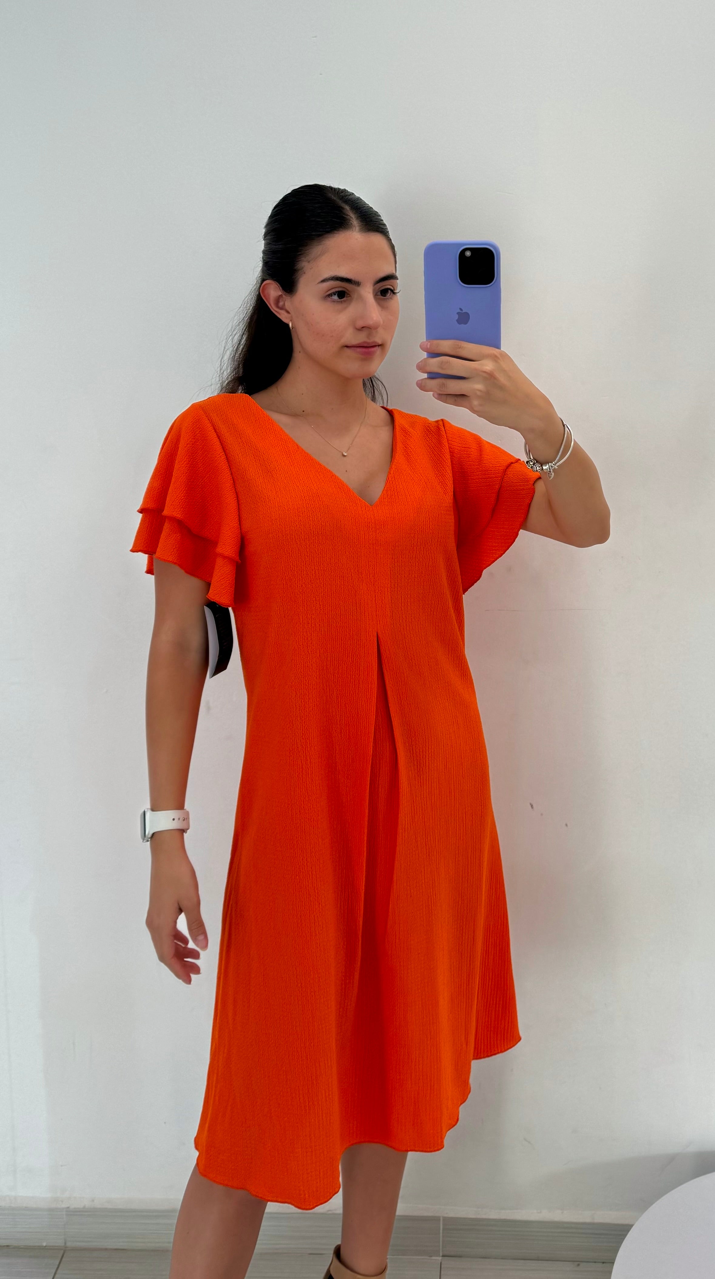 VESTIDO CORTO AZUL/NARANJA L35354