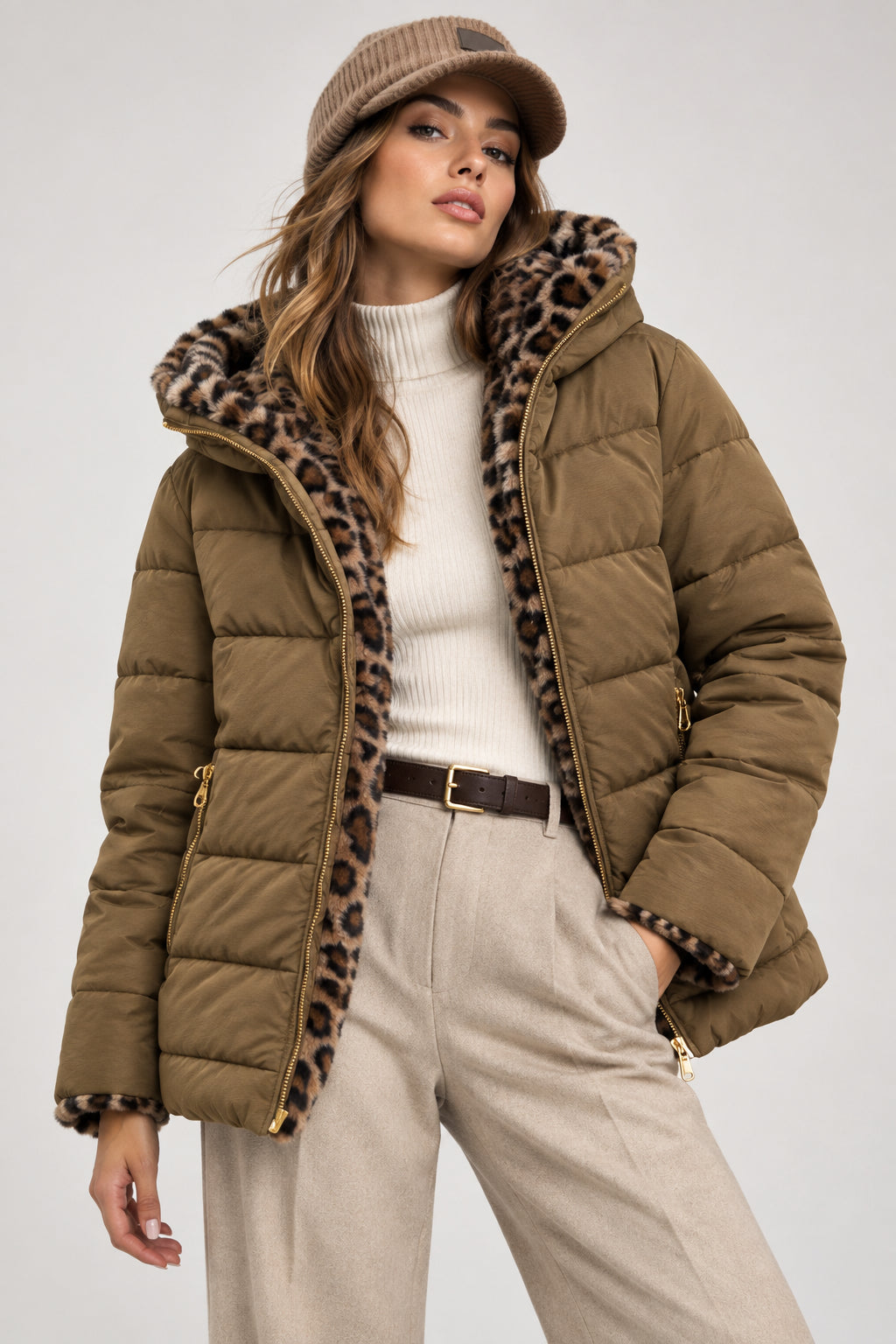 CHAQUETA ANIMAL PRINT CAFÉ/NEGRO GL25104