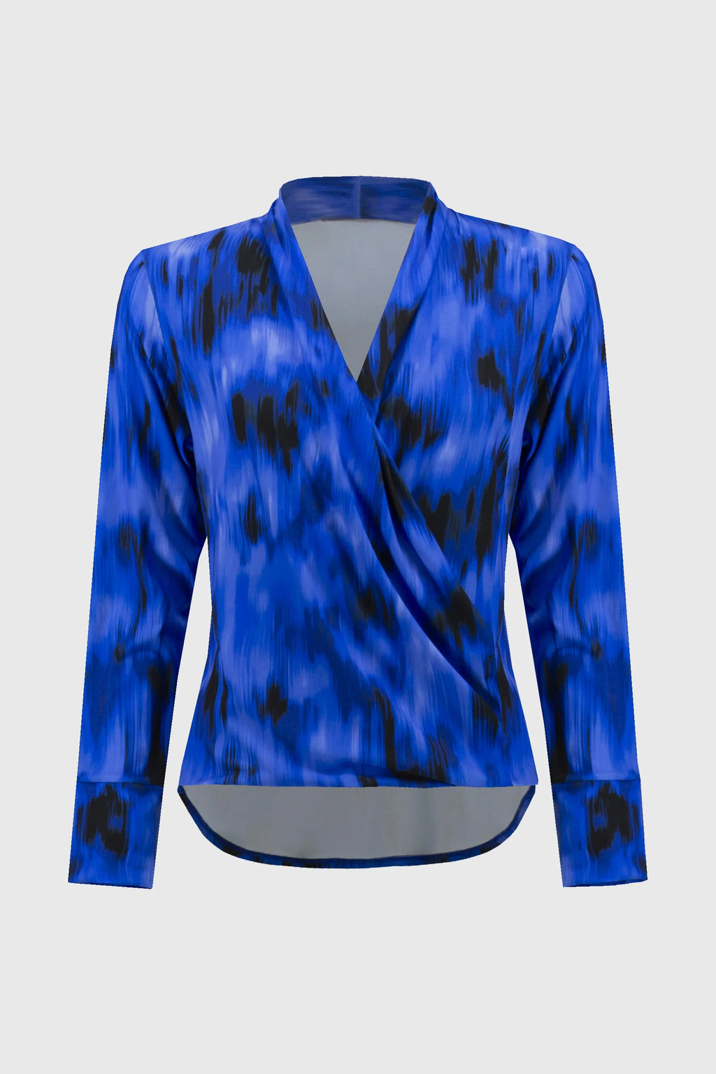 BLUSA AZUL ESTAMPADA ESCOTE CRUZADO 244075
