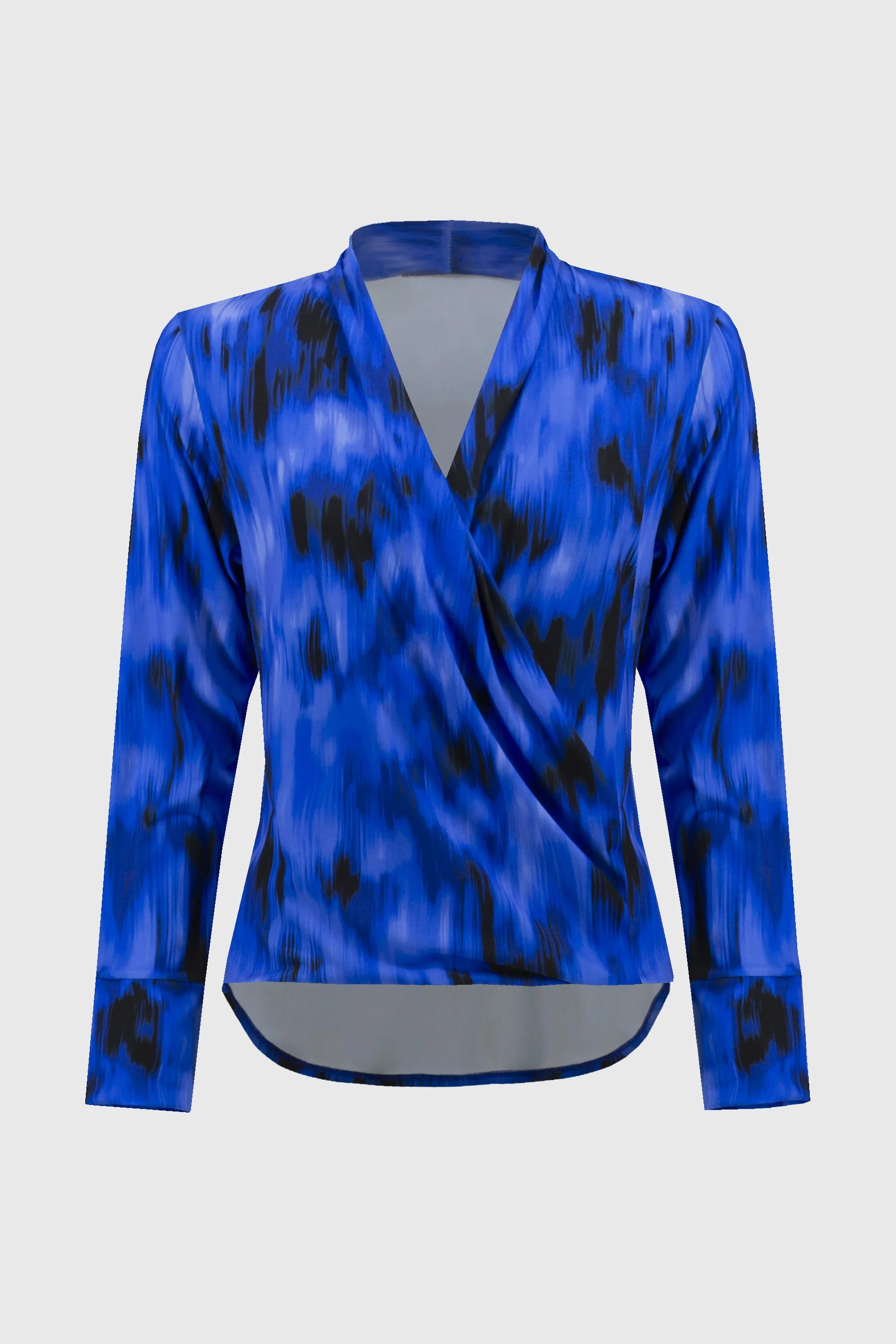 BLUSA AZUL ESTAMPADA ESCOTE CRUZADO 244075