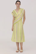 VESTIDO MIDI VERDE LIMON 125643