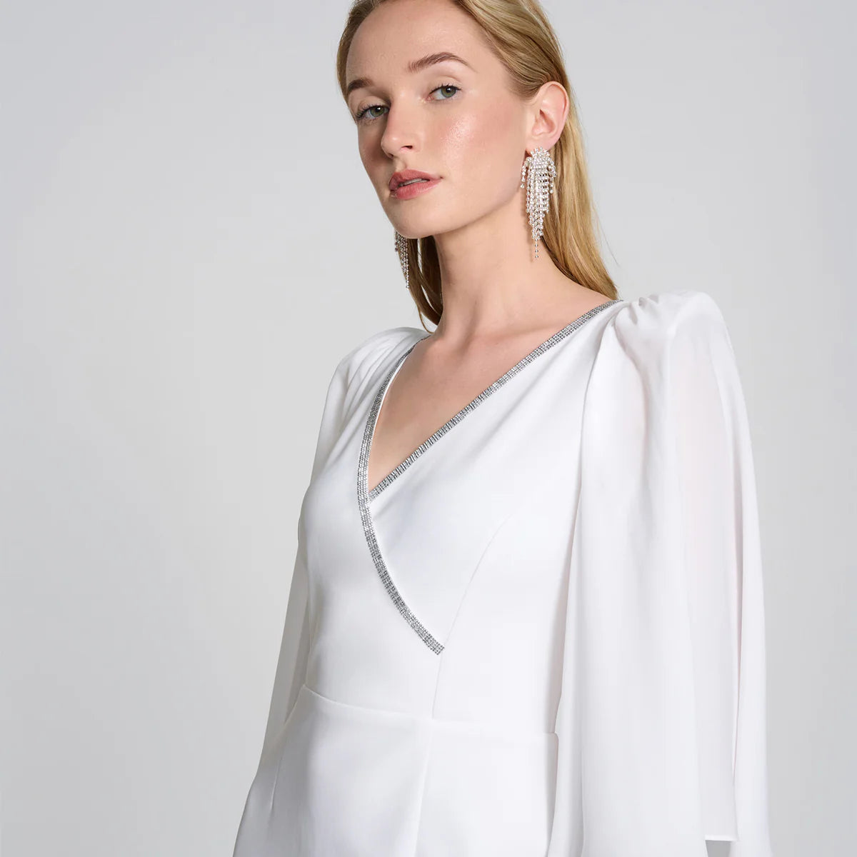 VESTIDO CORTO BLANCO MANGA GASA 242732