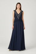 VESTIDO LARGO AZUL MARINO 8533