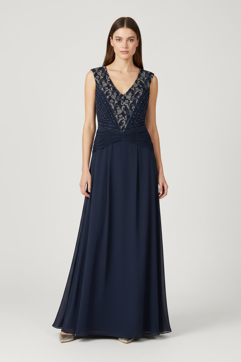 VESTIDO LARGO AZUL MARINO 8533