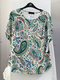 BLUSA BLANCA ESTAMPADA AZUL/ROJO/VERDE L3792
