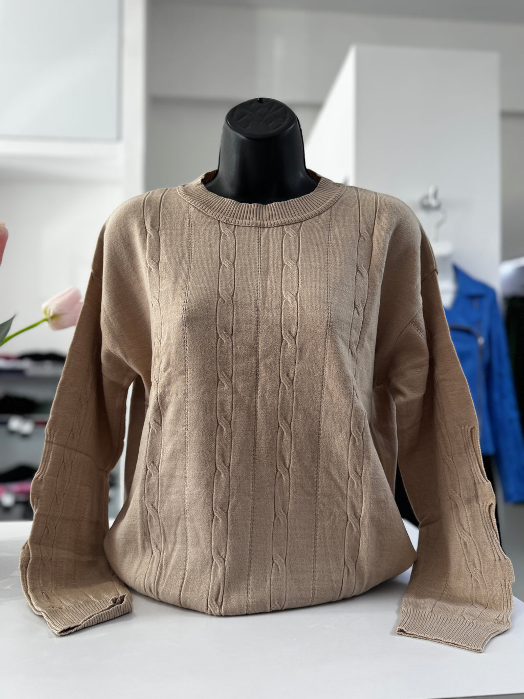 SUÉTER BEIGE/PURPURA L33299