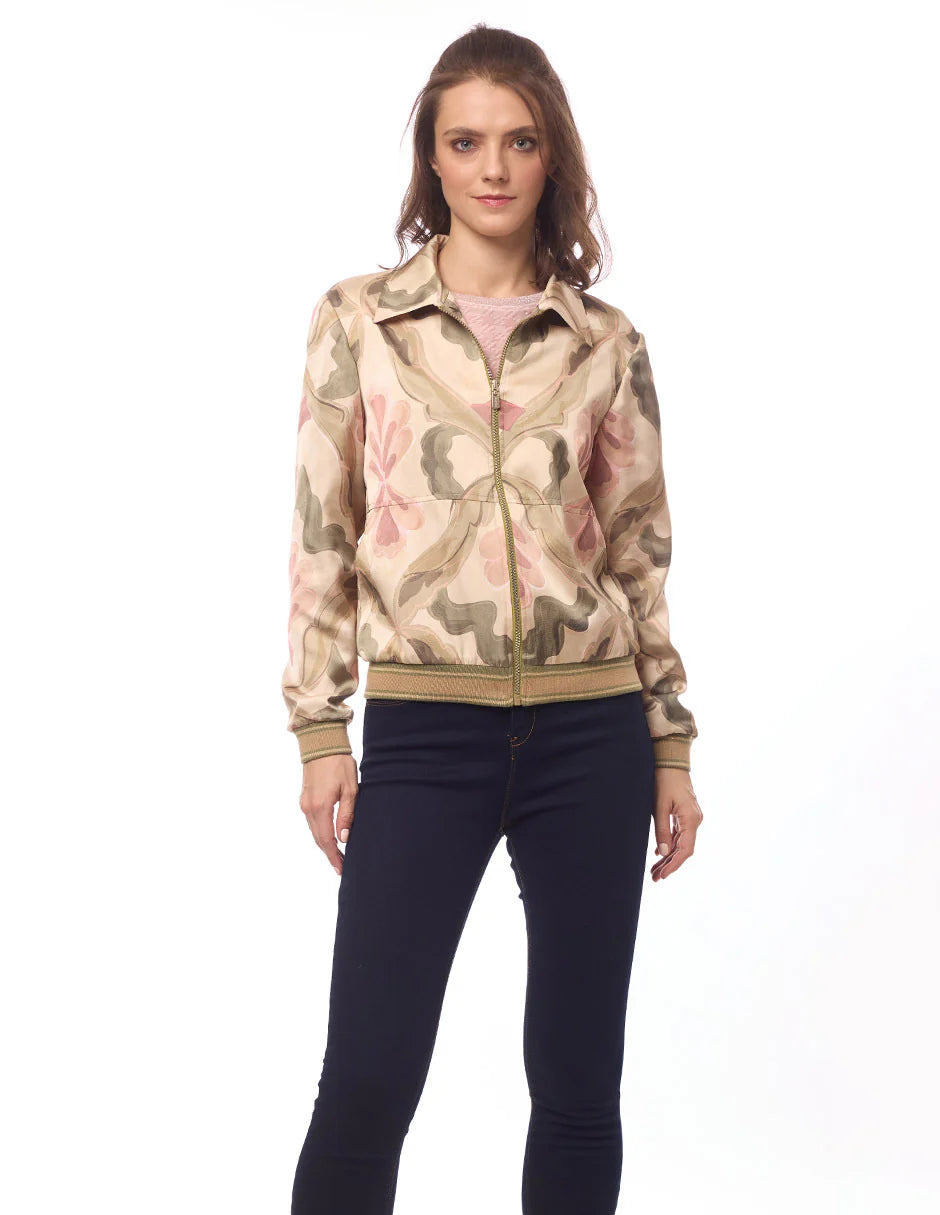 CHAQUETA BEIGE ESTAMPADA 225379
