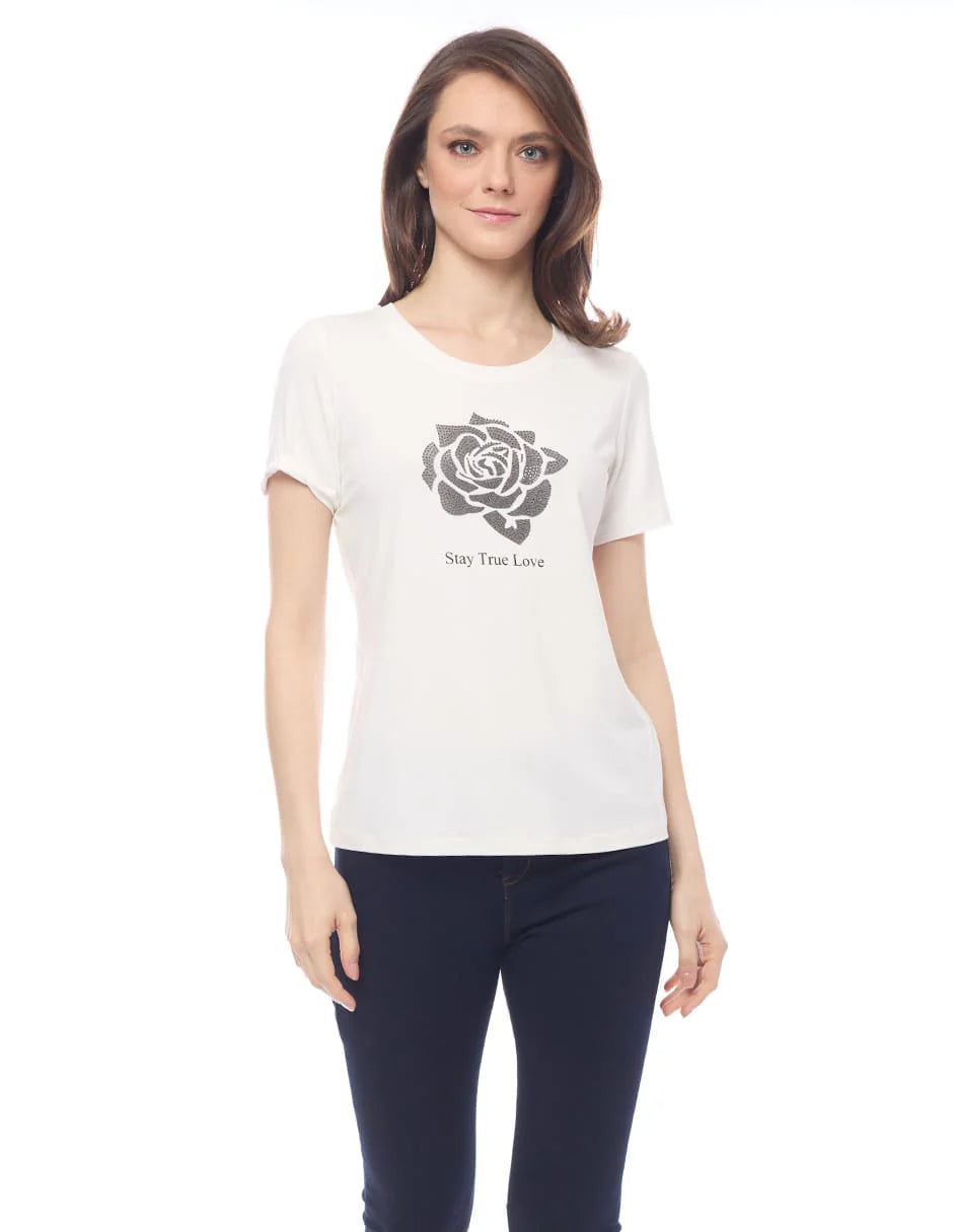BLUSA BEIGE FLOR ESTAMP. 125813
