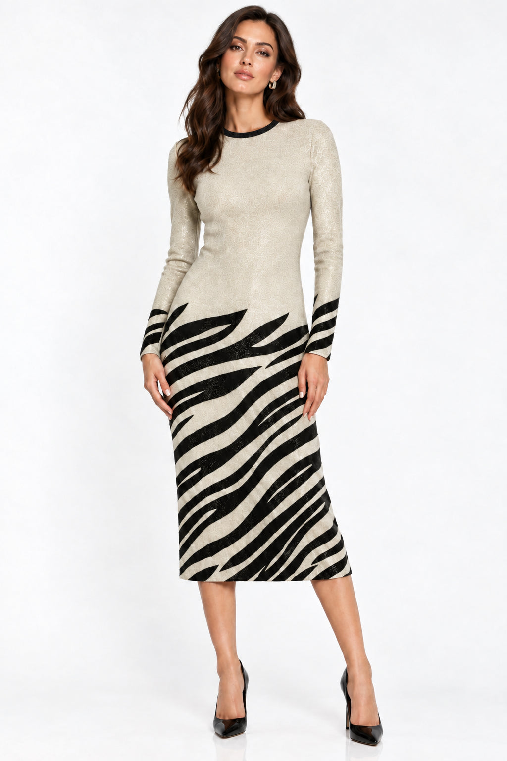 VESTIDO BEIGE PRINT 12749