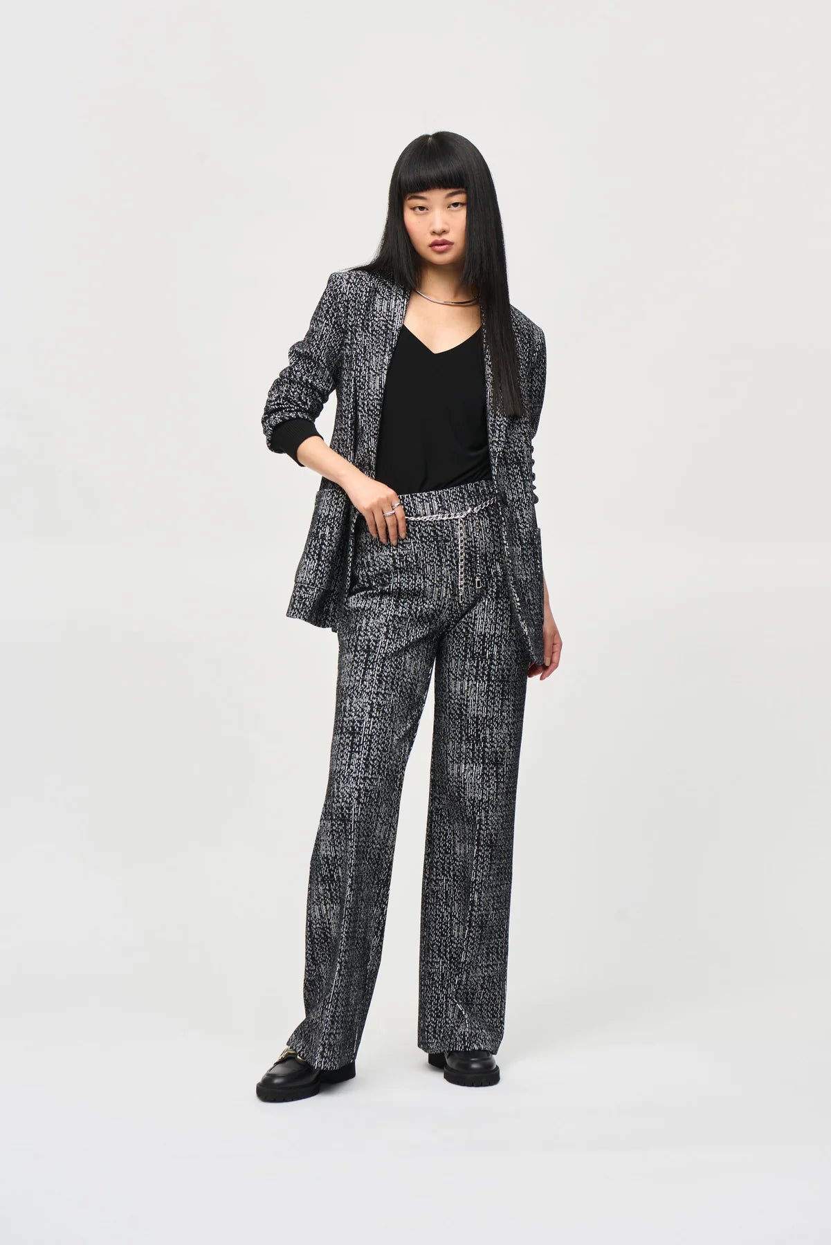 PANTALÓN JASPEADO -CINTO 243288