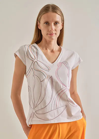 BLUSA BLANCA/AZUL BORDADA 124681
