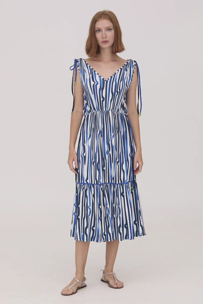 VESTIDO MIDI ESTAMPADO LÍNEAS 125600