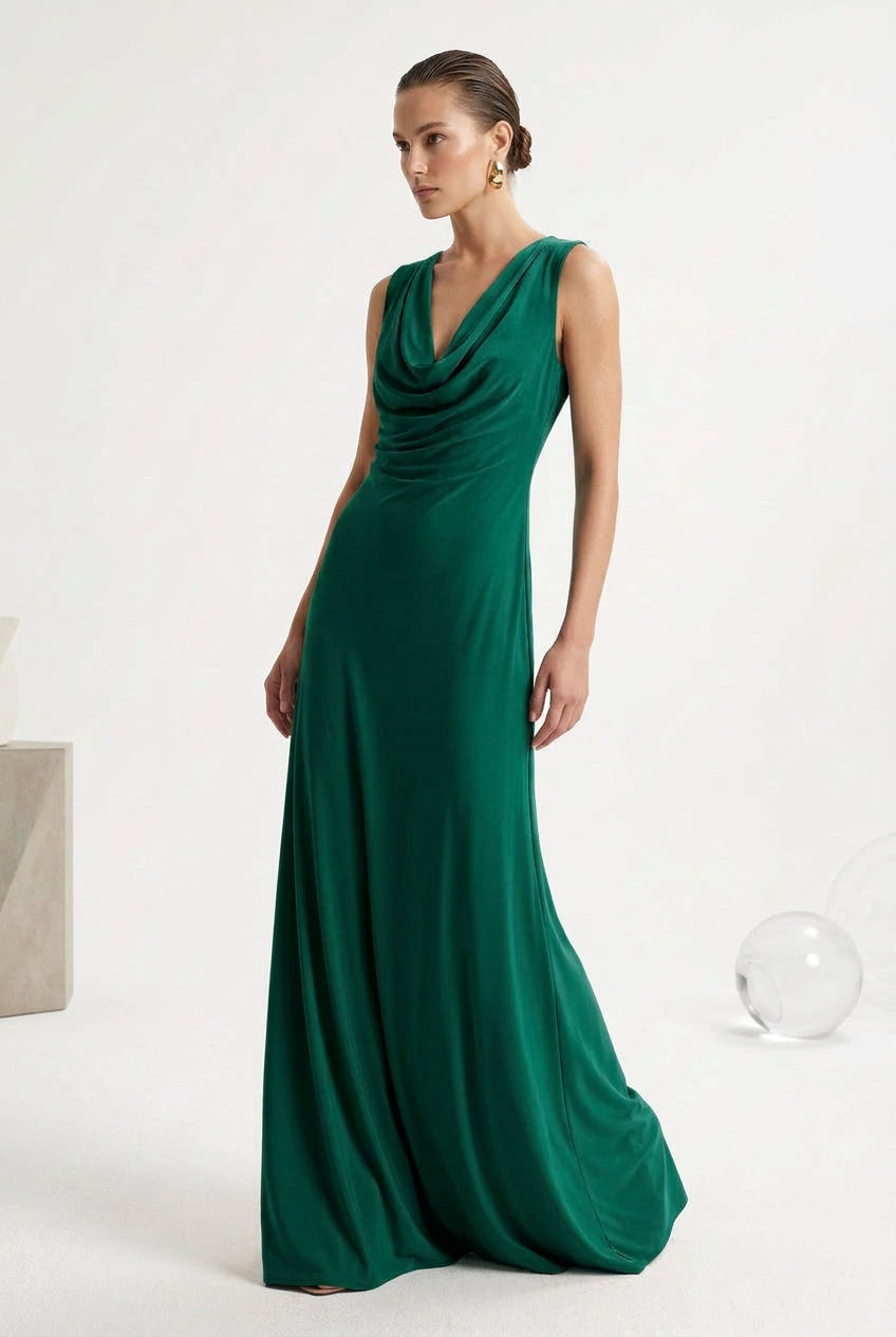 VESTIDO LARGO VERDE / COBRIZO 57509