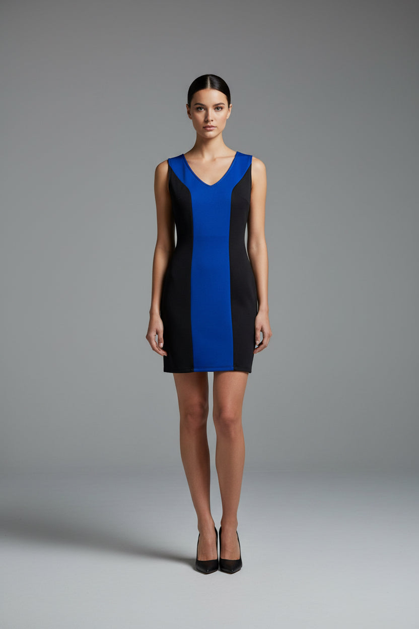 VESTIDO CORTO AZUL Y NEGRO 13425