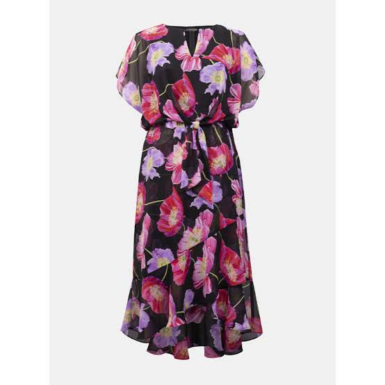 VESTIDO MIDI NEGRO ESTAMPADO GASA 231106