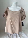 BLUSA VERDE/BEIGE MANGA BOMBACHA L35279