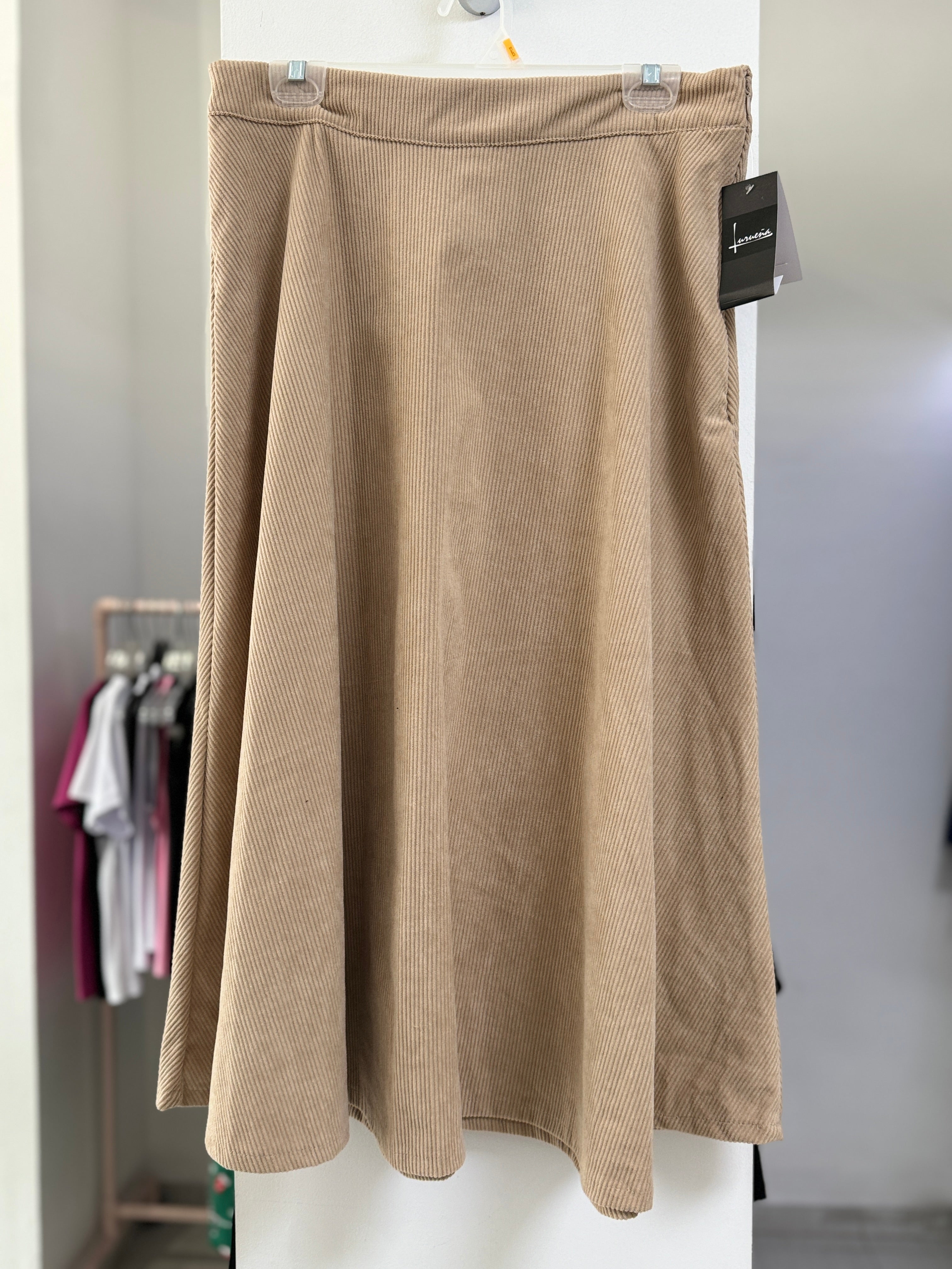 FALDA PANA MIDI NEGRO/BEIGE L35439