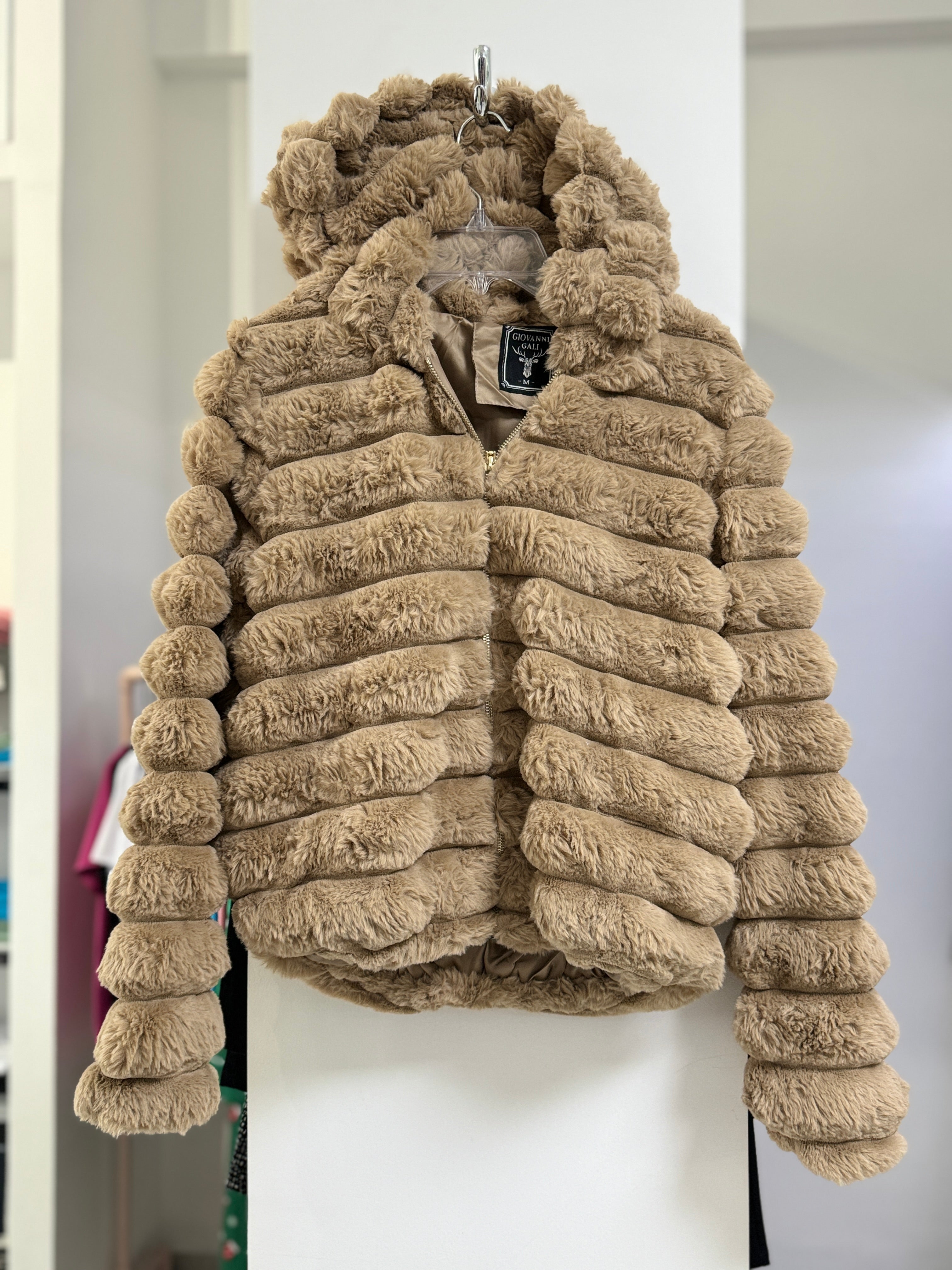 CHAQUETA PELUCHE NEGRO/BEIGE GL24190