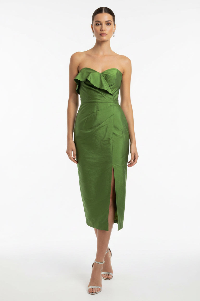 VESTIDO VERDE STRAPLESS
