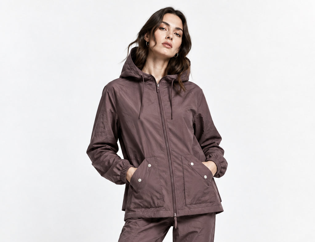 CHAQUETA GABARDINA REVERSIBLE ROSA/CAFE LJ25206
