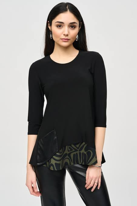 BLUSA NEGRA CON BOLSA TIPO PIEL 243123