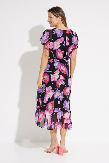 VESTIDO MIDI NEGRO ESTAMPADO GASA 231106