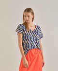 BLUSA AZUL ESTAMPADA 124673