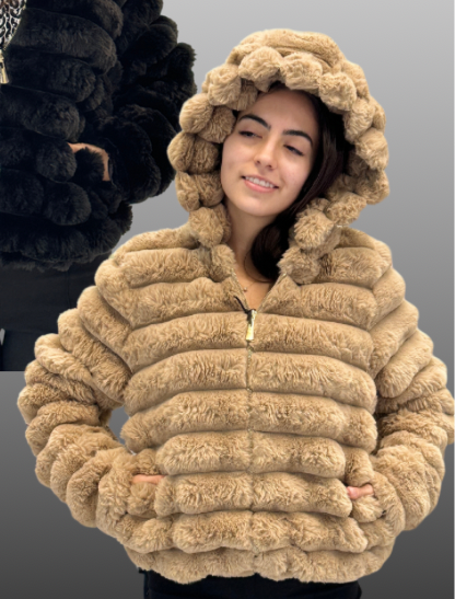 CHAQUETA PELUCHE NEGRO/BEIGE GL24190